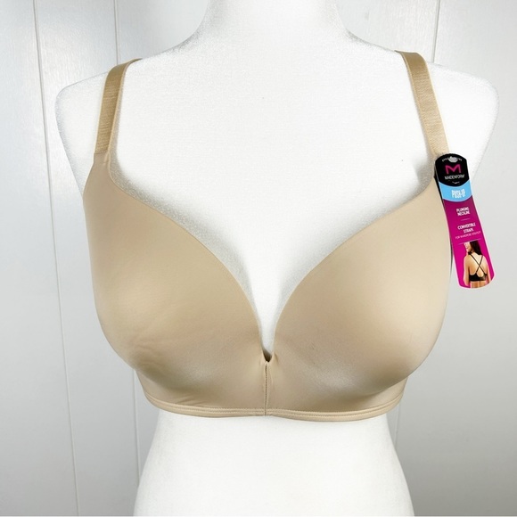 NEW Maidenform Push Up Plunging Neckline Beige Bra 38D - Picture 1 of 6